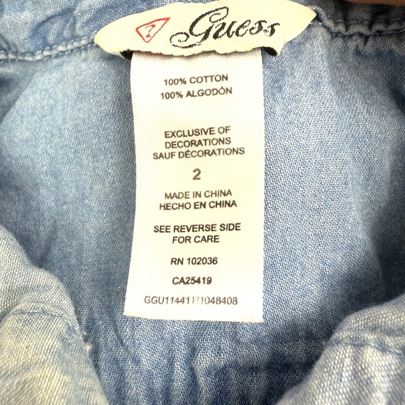 Guess Girls Size 2 Denim Chambray Shirt Dress with Rhinestone Buttons - Picture 7 of 12